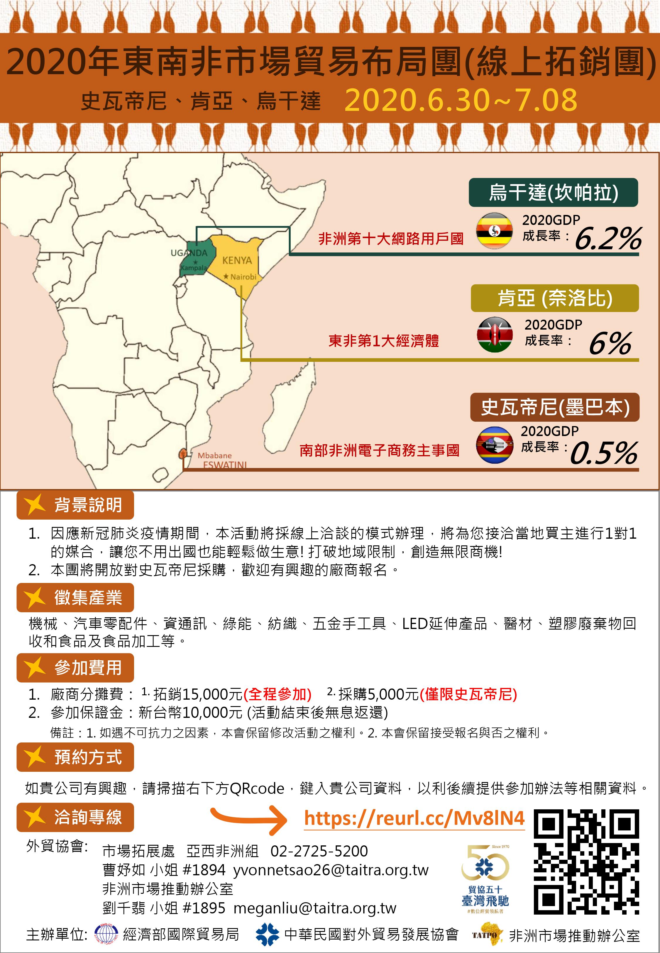 2020年東南非市場貿易布局團(線上拓銷團)